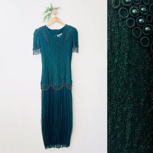 Vintage Speed Green Lace Beaded Dress
